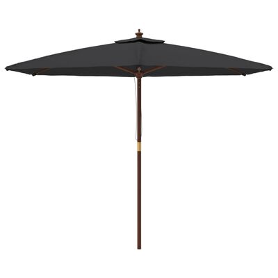 vidaXL Puutarhan aurinkovarjo puutolppa musta 299x240 cm