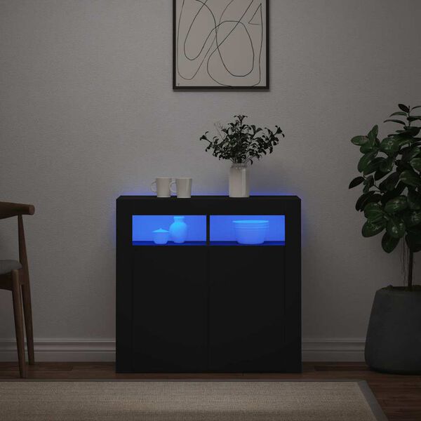 vidaXL Senkki LED-valoilla musta 80x35x75 cm