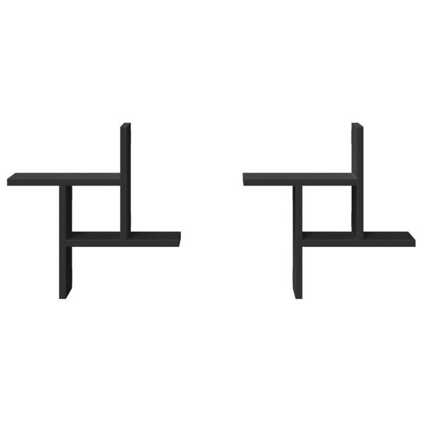 vidaXL Sein&auml;hyllyt 2 kpl musta 38x12x38 cm tekninen puu