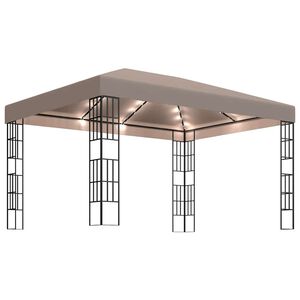 vidaXL Huvimaja LED-valonauhoilla 4x3 m ruskeanharmaa
