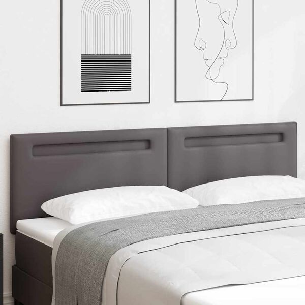 vidaXL LED-p&auml;&auml;ty Harmaa 180 cm Nahkavaatetus