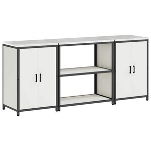 vidaXL Keitti&ouml;n s&auml;ilytyssarja 3 pcs Valkoinen Kylm&auml;valssattu ter&auml;s