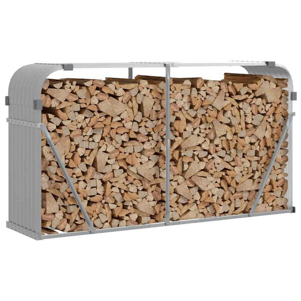 vidaXL Polttopuuteline vaaleanharmaa 180x45x100 cm galvanoitu ter&auml;s