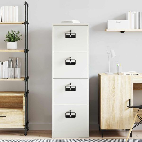 vidaXL Asiakirjakaappi laatikon kanssa Valkoinen 44 x 50 x 106.5 cm