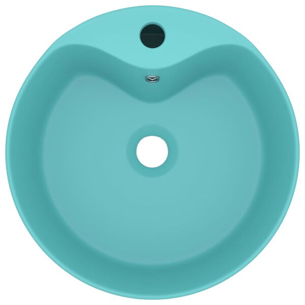 vidaXL Ylellinen pesuallas ylivuodolla mattavihre&auml; 36x13 cm keraaminen