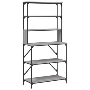 vidaXL Leipurihylly 6 kerrosta harmaa Sonoma 90x40x180 cm tekninen puu