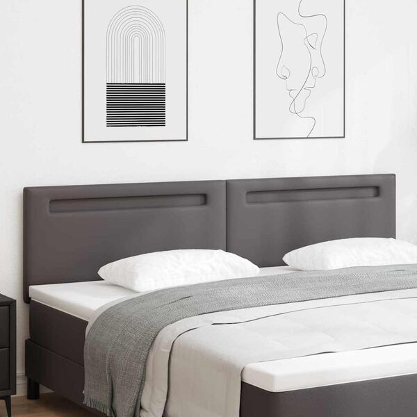 vidaXL LED-pääty Harmaa 200 cm Nahkavaatetus