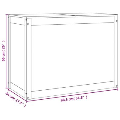 vidaXL Pyykkilaatikko valkoinen 88,5x44x66 cm täysi mänty