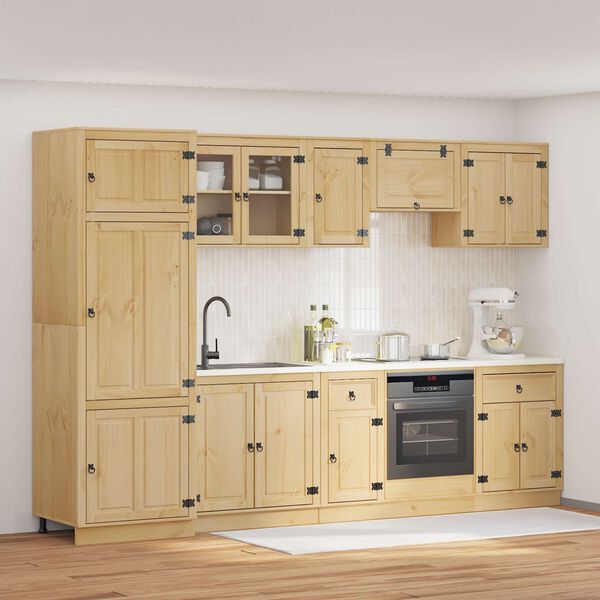 vidaXL Kaappi hyllyll&auml; SKI 9 pcs Hunaja Ruskea Massiivinen m&auml;nty