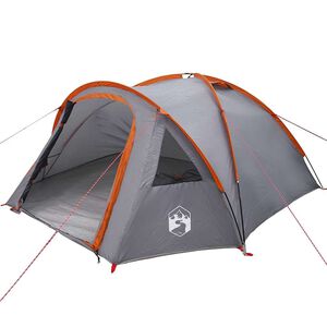 vidaXL Kupoliteltta 4 hengelle Vedenpit&auml;v&auml; Harmaa ja oranssi taffeta