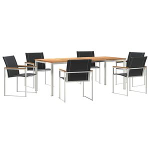 vidaXL Piharuokailu setti 7 pcs Kiinte&auml; akasiapuu ja ruostumaton ter&auml;s