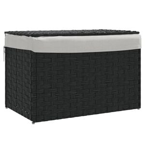 vidaXL Pyykkikori kannella musta 55,5x35x34 cm polyrottinki