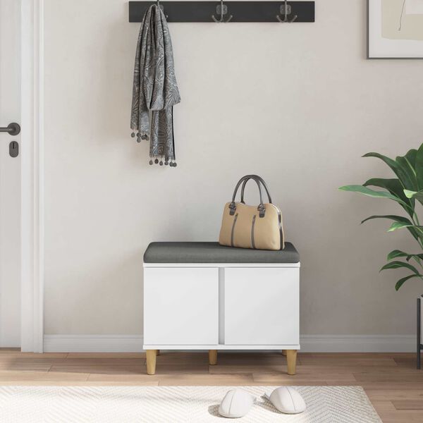 vidaXL Halli penkki Valkoinen 60 x 38 x 46 cm Insin&ouml;&ouml;ripuu ja kangas