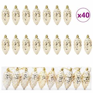 vidaXL Joulukuusen k&auml;pypallo 40 kpl Kulta 4 x 9 cm Muovi