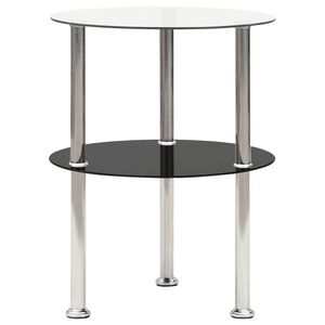 vidaXL 2-kerroksinen sivup&ouml;yt&auml; l&auml;pin&auml;kyv&auml; ja musta 38cm karkaistu lasi