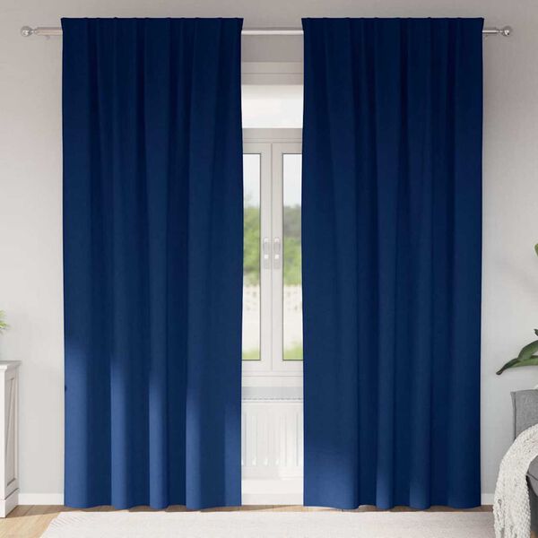 vidaXL Piment&auml;v&auml; verho renkailla 2 pcs Tumma Sininen 245 x 140 cm