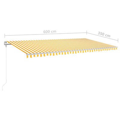 vidaXL Käsin sisäänkelattava markiisi LEDillä 6x3,5 m keltavalkoinen
