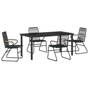 vidaXL Piharuokailu setti 5 pcs Musta Jauhemaalattu Ter&auml;s