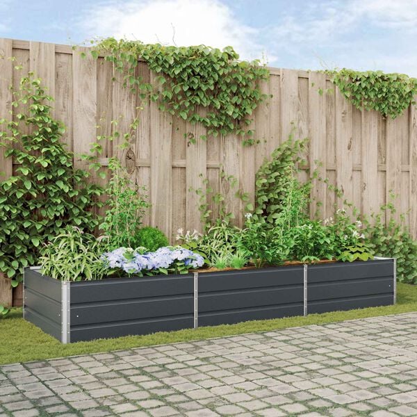 vidaXL Kukkalaatikko Antrasiitti 195 x 100 x 45 cm Galvanoitu ter&auml;s