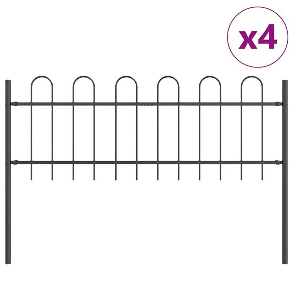 vidaXL Puutarha-aita 4 pcs Harmaa 6,8 x 0,6 m Jauhemaalattu ter&auml;s