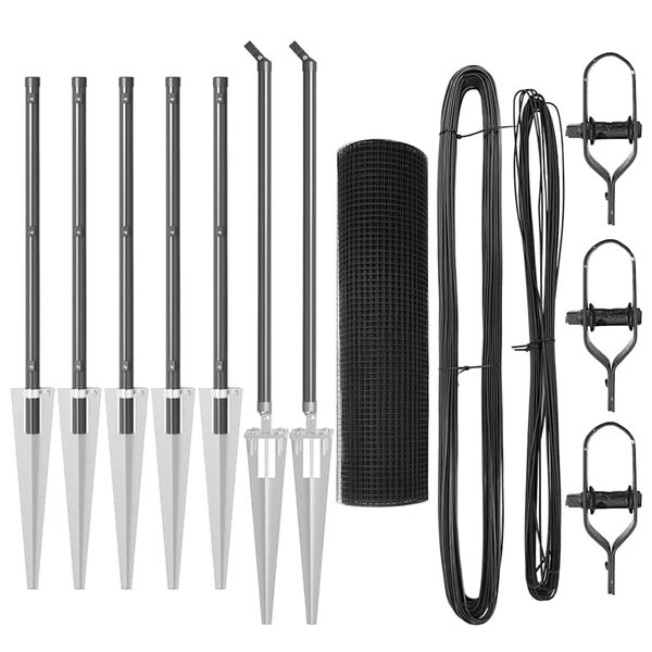 vidaXL Aitalatu Harmaa 10 x 1 m (25 x 25 mm verkko) Ter&auml;s