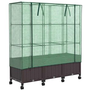 vidaXL Puutarharuukku kasvihuonekatolla ja py&ouml;rill&auml; 3 kpl Ruskea PP
