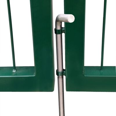 vidaXL Puutarha-aidan portti tolpilla 350x140 cm teräs vihreä