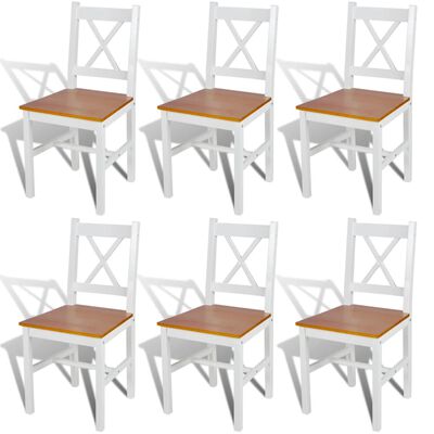 vidaXL Ruokapöydän tuolit 6 kpl valkoinen mänty