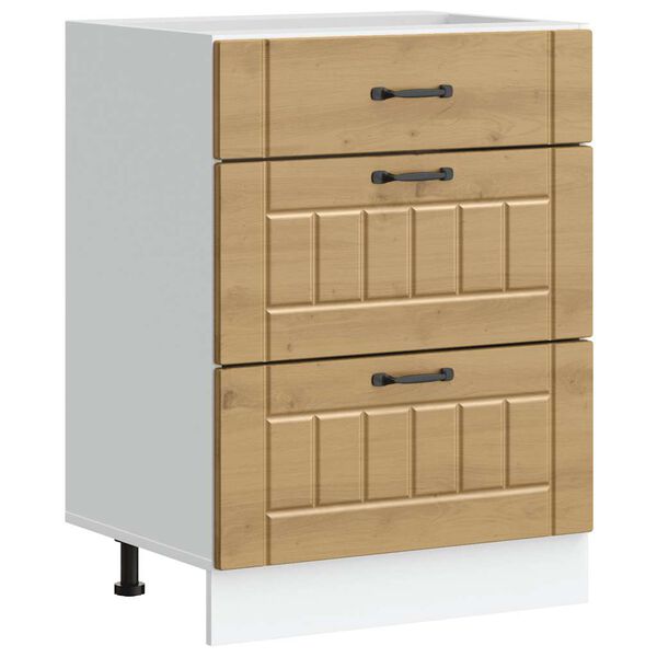 vidaXL Keitti&ouml;n pohjakaappi Lucca k&auml;sity&ouml;l&auml;inen tammi suunniteltu puu