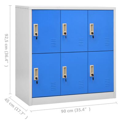 vidaXL Pukukaappi vaaleanharmaa ja sininen 90x45x92,5 cm teräs