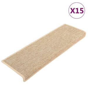 vidaXL Porrasmatot 15 kpl 65x21x4 cm vaaleanbeige suorakaiteen muotoinen reuna