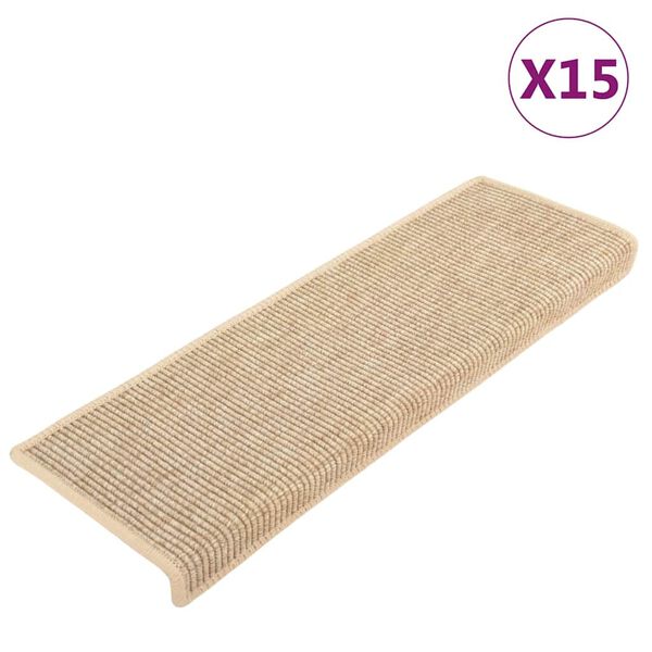 vidaXL Porrasmatot 15 kpl 65x21x4 cm vaaleanbeige suorakaiteen muotoinen reuna