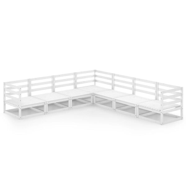 vidaXL 7-osainen puutarhasohvasarja valkoinen t&auml;ysi m&auml;nty