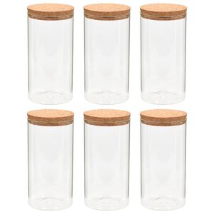 vidaXL Lasiset s&auml;ilytyspurkit korkkikannella 6 kpl 1400 ml