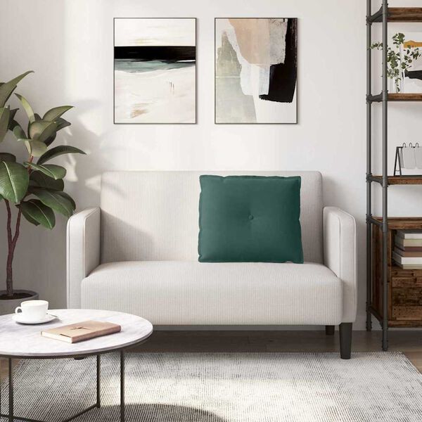 vidaXL Selk&auml;tyyny Tummanvihre&auml; 60 x 50 cm Korduroikangas