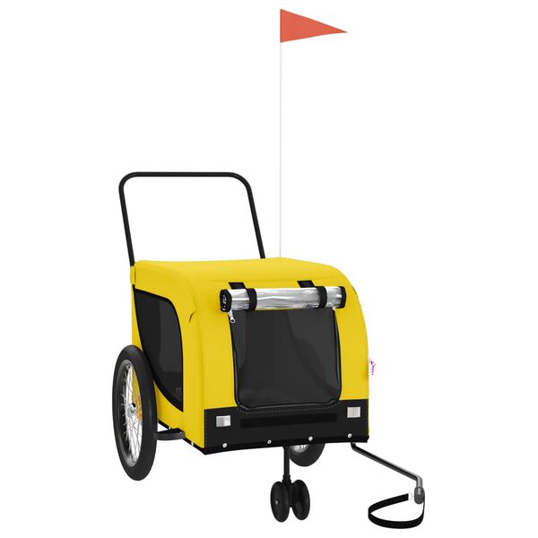 vidaXL Lemmikinkuljetusk&auml;rry polkupy&ouml;r&auml;&auml;n kelt./musta kangas ja rauta