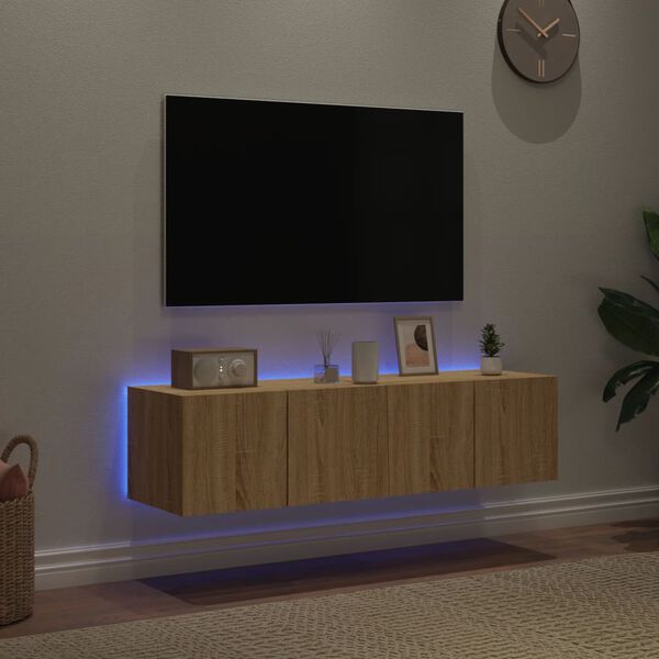 vidaXL TV-sein&auml;kaapit LED-valoilla 2 kpl Sonoma-tammi 60x35x31 cm