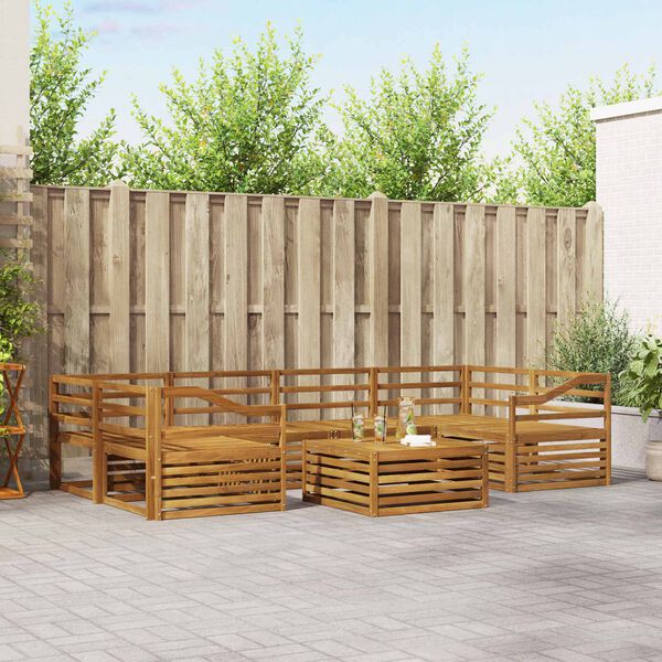 vidaXL Ulkosohvakokoelma 7 pcs Luonnollinen Tihe&auml; akasiapuu