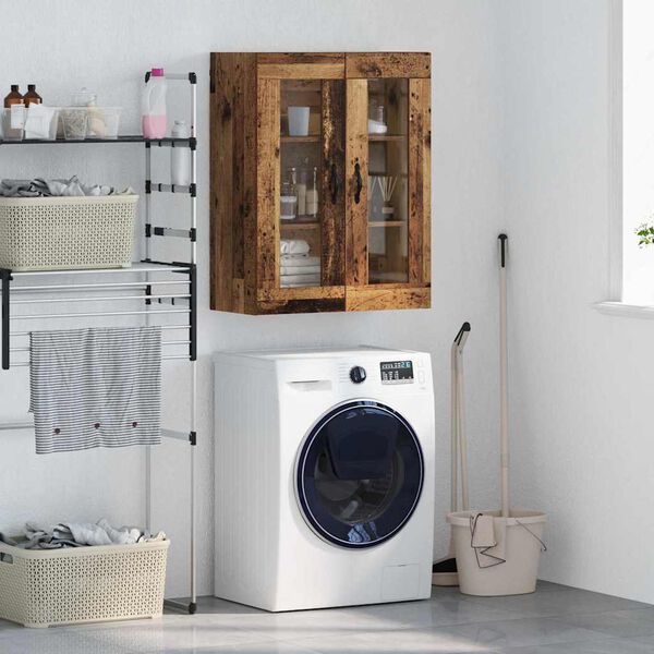 vidaXL Sein&auml;kaappi Vanha Puu 69,5 x 34 x 90 cm Puurakenteinen ja lasi