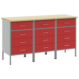 vidaXL Ty&ouml;p&ouml;yt&auml;kaappi 3 kpl Punainen ja harmaa 150 x 55 x 85 cm
