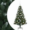 vidaXL Muovinen joulukuusi koristeilla 120 cm 150 LEDi&auml;