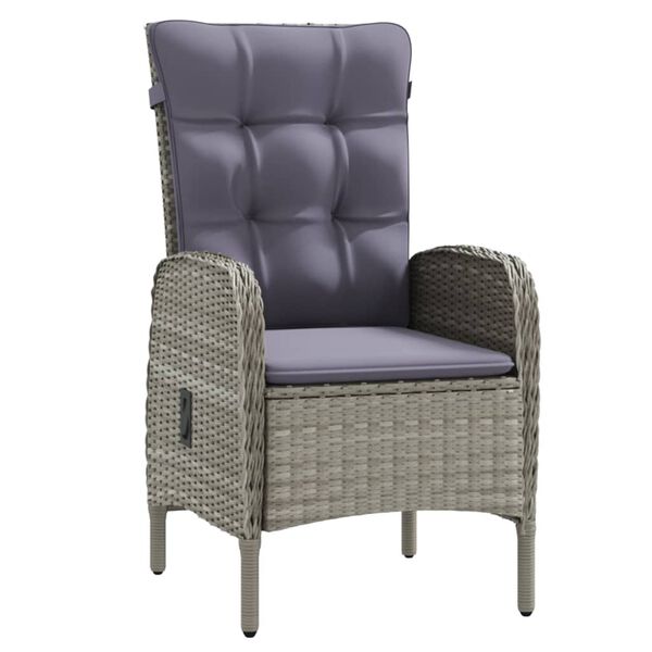 vidaXL 3-osainen Ulkoruokailuryhmä tyynyillä harmaa ja musta