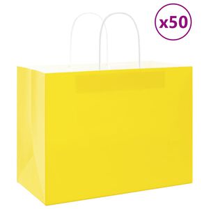 vidaXL Paperikassit 50 kpl kahvoilla keltainen 32x17x25 cm