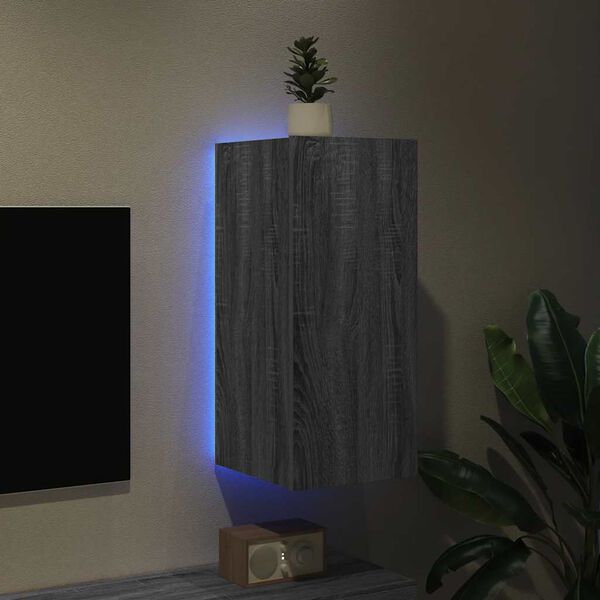 vidaXL TV-sein&auml;kaappi LED-valoilla harmaa Sonoma 30,5x35x70 cm
