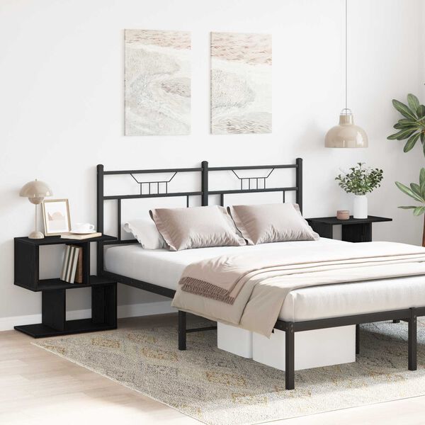 vidaXL Y&ouml;p&ouml;yt&auml;kaappi 2 pcs Musta tammi. 50 x 30 x 51,5 cm Tekninen puu