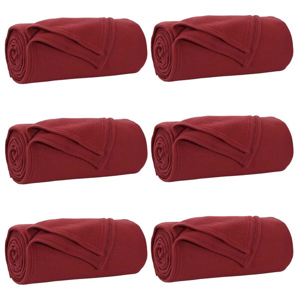 vidaXL Heittop&auml;&auml;llys 6 pcs Bordeaux punainen 200 x 150 cm Fleese