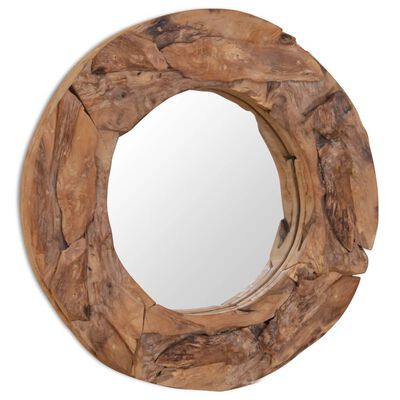vidaXL Koristeellinen peili pyöreä 60 cm Tiikki