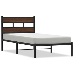 vidaXL S&auml;ngynrunko ilman patjaa p&auml;&auml;dyll&auml; ruskea tammi 75x190 cm