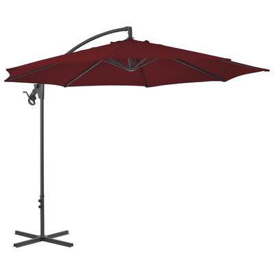 vidaXL Riippuva aurinkovarjo teräspylväällä 300 cm viininpunainen