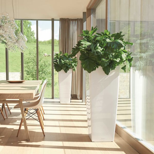 LECHUZA Kukkalaatikko Cubico Alto 40 ALL-IN-ONE korkeakiilto valkoinen